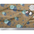 thumbnail image 1 of Soimoi Brown Modal Satin Fabric Leaves & Floral Hand Drawn Printed Craft Fabric by the Yard 42 Inch Wide, 1 of 2