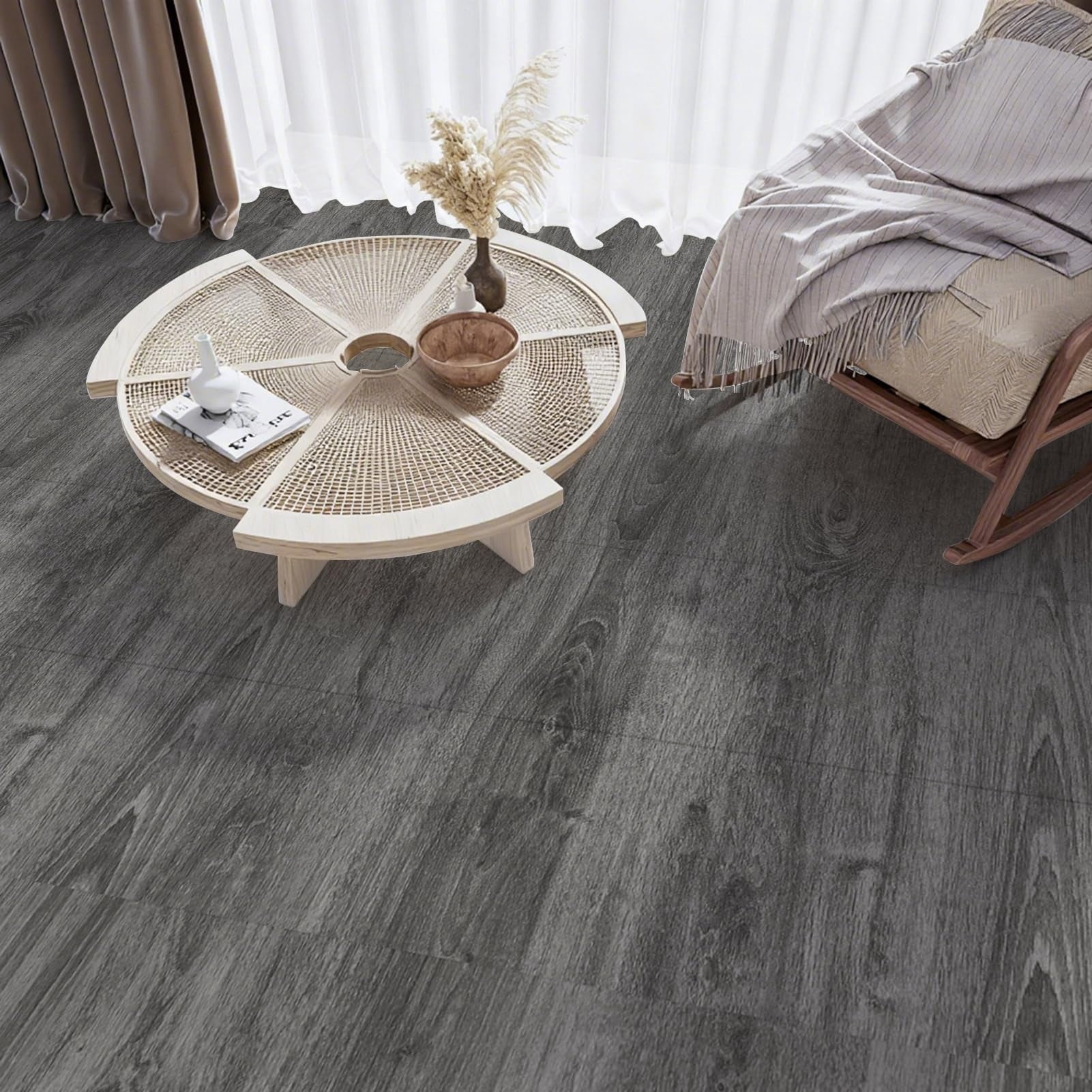 Peel And Stick Vinyl Floor Tiles 30-pack 12 X 12 Inch  Self Adhesive Waterproof Flooring Wood Planks For Kitchen Dining Room Bedrooms Cover 30 Sq.ft Grey Oak