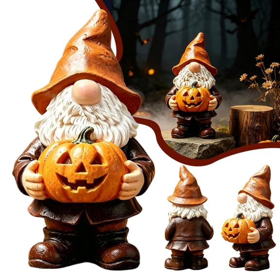 Clearance Pumpkin Gnome Resin Pumpkin Figurines, Halloween Gnomes Pumpkin Statue, Halloween Decorations for Home, Tabletop, Mantel, Window Sill, Garden and Halloween Layout