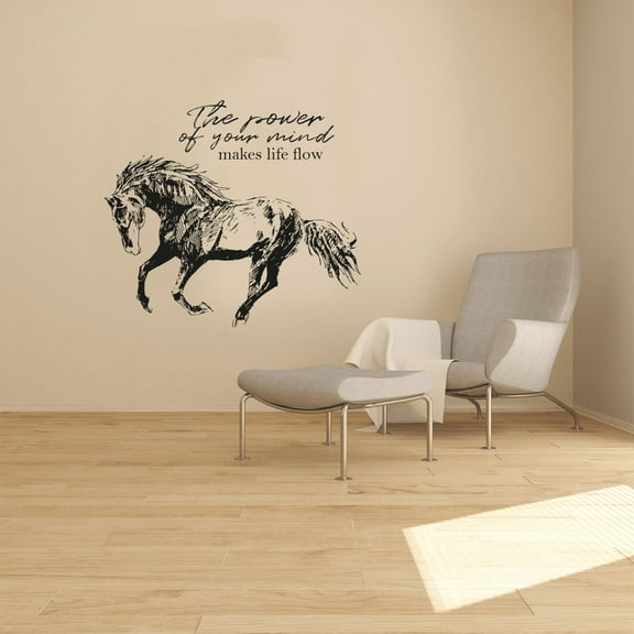 Power Horse Horses Motivation Quote Animal Animals Life Quotes Wall Sticker Art Decal for Girls Boys Room Bedroom Nursery House Fun Home Decors Stickers Wall Arts Vinyl Decoration Size (18x20 inch)