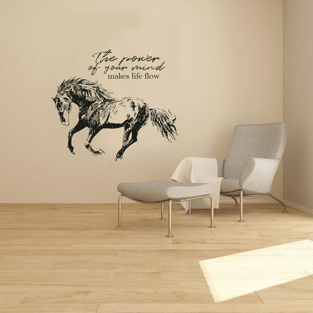 Power Horse Horses Motivation Quote Animal Animals Life Quotes Wall Sticker  Art Decal for Girls Boys Room Bedroom Nursery House Fun Home Decors  Stickers Wall Arts Vinyl Decoration Size (22x30 inch) -