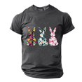 thumbnail image 3 of Plus Size Shirts for Men under $5 Short Sleeve Round Neck Easter Eggs Rabbit Print Shirt Gray S, 3 of 5