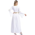 thumbnail image 4 of Vestido Toga de belleza griega romana para mujer, vestido metálico brillante con revestimiento dorado, vestido de fiesta temático Vintage, disfraz de Cosplay de Halloween, 4 of 5