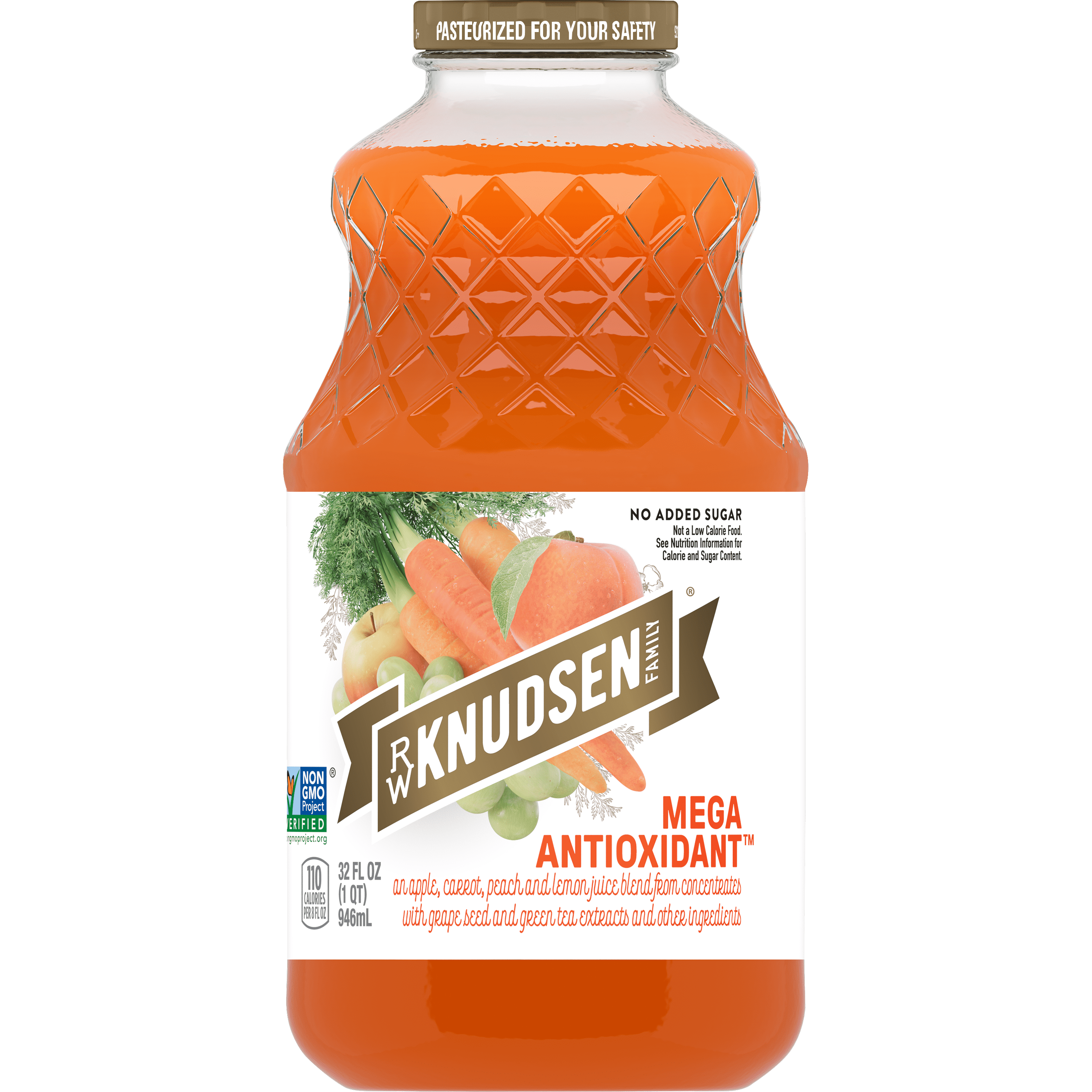 R.W. Knudsen Simply Nutritious Mega Antioxidant Juice Blend, 100% Juice, 32 oz, Glass Bottle