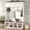 White + MDF, variant on 59" Farmhouse Hall Tree with Bench and Storage, Entryway Organizer with 4 Top Cabinets, 4 Open Shoe Cubbies, Coat Hooks, Wood Grain Accent Storage Bench for Entryway, Mudroom, Living Room,White、Black