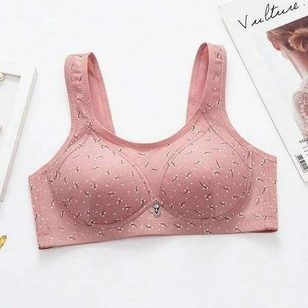 TUWABEII Women s Fashion Printed Seamless Bralettes With Buttons  Gathered Cups  Slip Underwear  Daily Bralettes Wireless Lift T-Shirt Bra