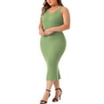 thumbnail image 2 of DARING DIVA Plus Size Sweater V Neck Ribbed Knit Bodycon Dress 4X Green, 2 of 6