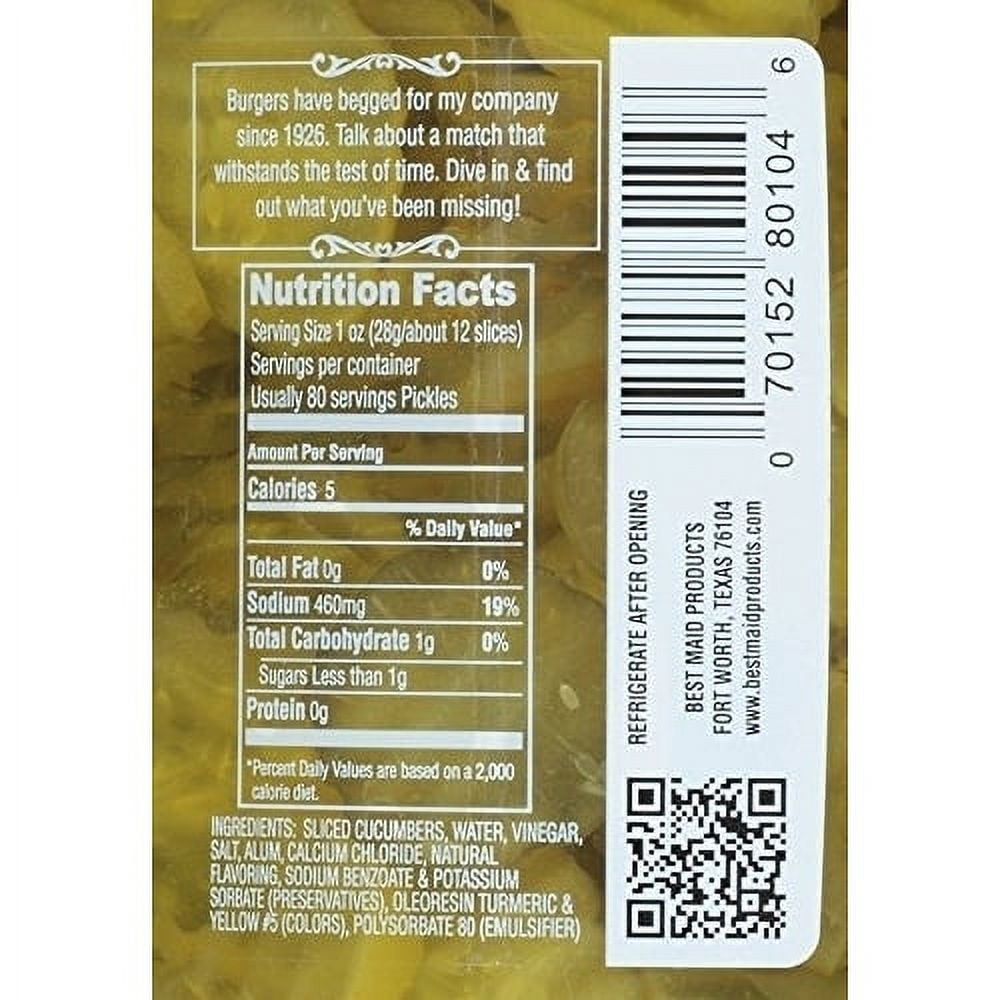 Best Maid Hamburger Sliced Pickles 128 Ounce