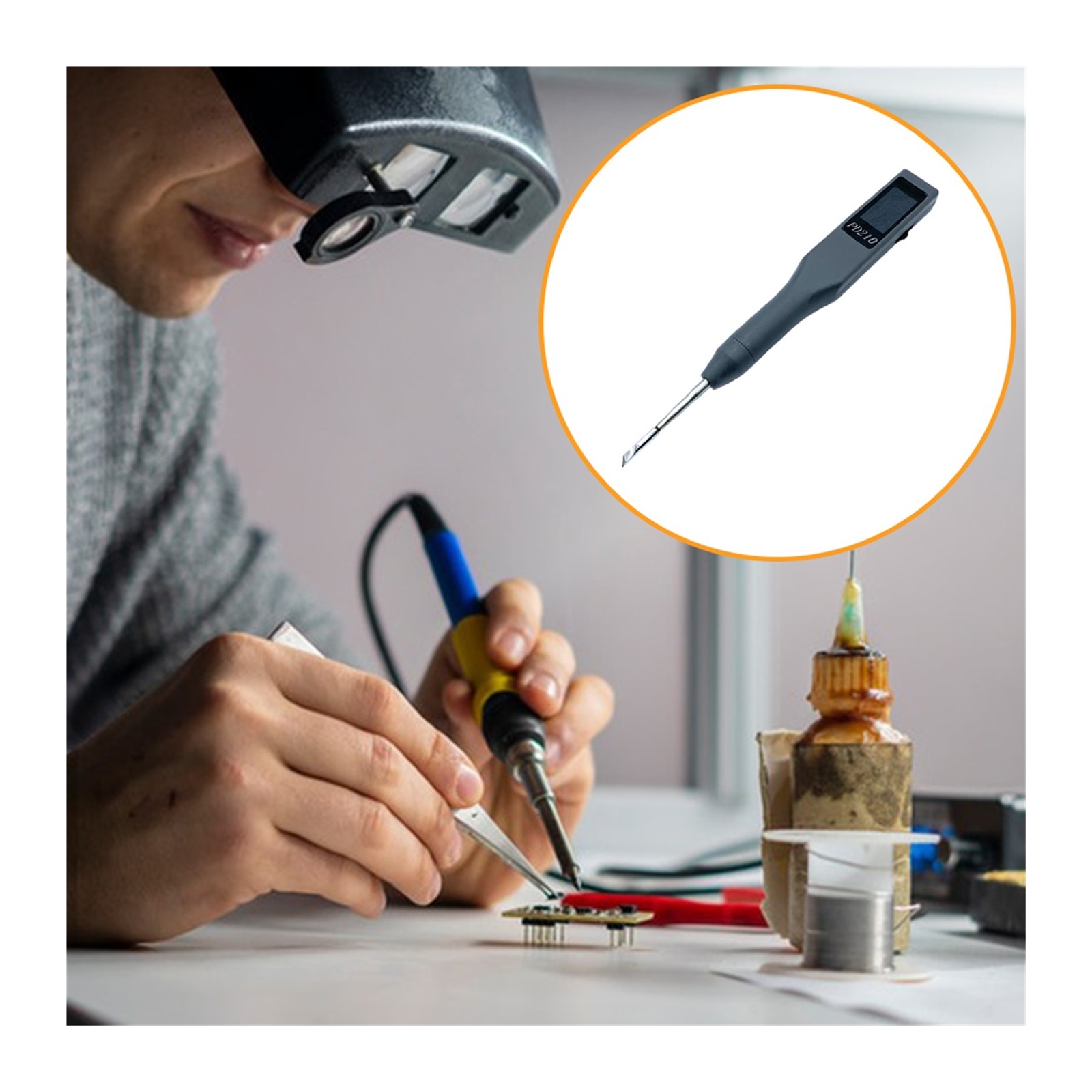 70W Smart Electric Soldering Iron Pen, 0.96 Inch Color Screen PD210 Welding Pen For Electronic DIY/Welding/Electrical Maintenance
