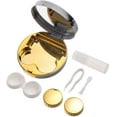 thumbnail image 1 of Mini Stylish Simple Contact Lens Travel Case,Container Kit Set Contacts Lens Hard Case Travel & Home Kit Mirror with Bottle with Tweezers Container Holder (Gold), 1 of 5