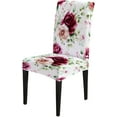 thumbnail image 2 of Dining Room Chair Covers Set of 6 Rose and Green Leaves Cover for Chairs Dining Room Stretch Chair Covers for Home Or Party, 2 of 6