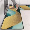 thumbnail image 2 of Kitchen Rugs Sets Of 2,Teal and Gold Marble Fluid Art Pattern Anti Fatigue Kitchen Mat Rugs Non Slip Washable,Decorative Kitchen Floor Mats for Kitchen,Sink,Laundry,17"x47"+17"x47", 2 of 5