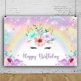 thumbnail image 2 of SUNOLIFE 5x3ft,Rainbow Unicorn Backdrops,Happy Birthday Photography Background Table Banner for Girls Party Decor, 2 of 4