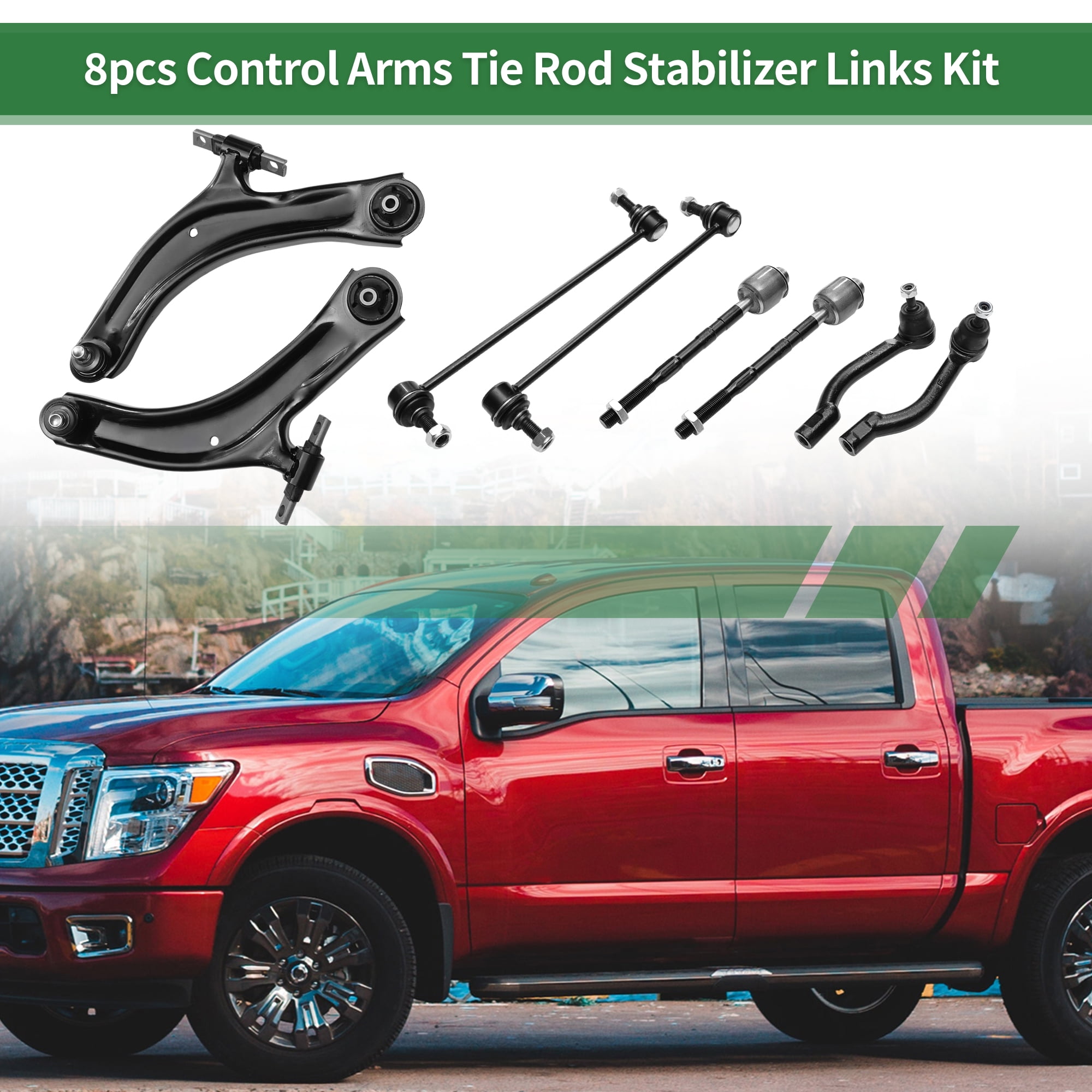 Unique Bargains 12pcs Front Suspension Kit Lower Control Arm Inner Outer Tie Rod End Front Rear Sway Bar Link for Nissan Rogue 2008-2013