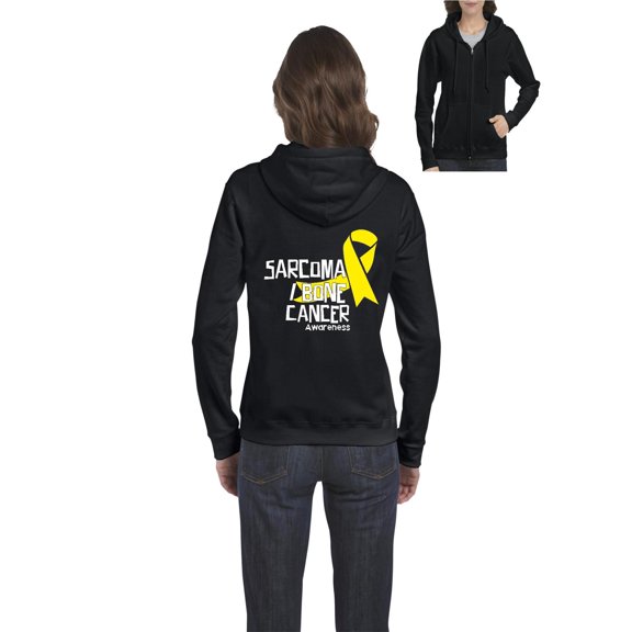 NIB - Women's Sweatshirt Full-Zip Pullover - Sarcoma Bone Cancer Awareness Ribbon
