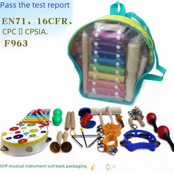 Juego de instrumentos musicales de 19 piezas, instrumento de percusión para niños, material didáctico para educación temprana, música para bebés y jardín de infantes