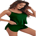 thumbnail image 4 of LYMAYTER Ensemble de Pyjamas en Satin de Soie pour Femmes, Col Rond, Haut Cami et Shorts, 2 Pcs, S-TTG, 4 of 8