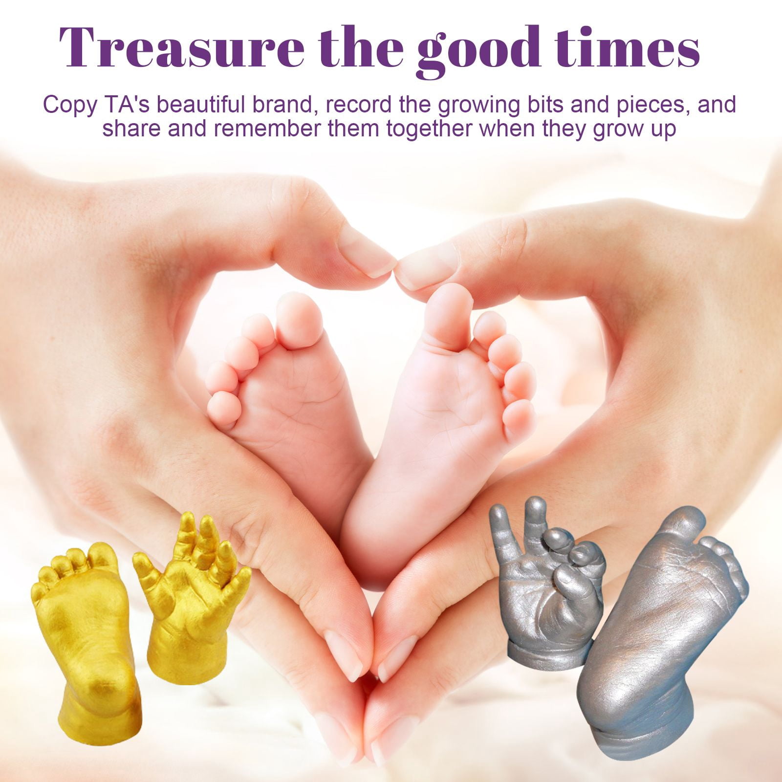 Alvantor Keepsake Hands 3D Hand Foot Casting Kit, Clone Powder Keepsake for Newborn 100 Days, 3.8oz