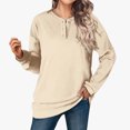 thumbnail image 2 of S Buigttklop Women'S Long Sleeve Sweater 2024 Casual Crew Neck Button Down Knitted Loose Slouchy Jumper Tops, 2 of 6