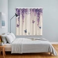 thumbnail image 3 of Wisteria Kitchen Curtains Window Panels, Spring Purple Flowers Butterflies Vintage Beige Insulated Window Treatment Curtain, Grommet Curtains for Bedroom/Living Room/Bathroom, 2 Piece 52"Wx84"L, 3 of 8