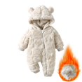 thumbnail image 2 of Coerni New Born Baby Hooded Fleece Rompers Jumpsuit Long Sleeve One Piece Outwear Solid Zip Sherpa Pa𝗷amas Outfits, 2 of 3