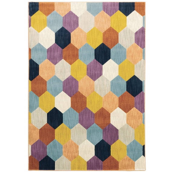 Sphinx Xanadu Area Rug 093W6 Casual Multi Grid Hexagon 3' 10" x 5' 5" Rectangle