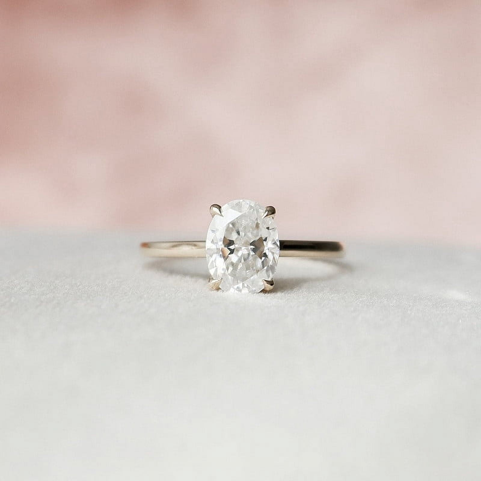 SOLITAIRE JEWELS 0.90CT Oval Cut Moissanite Hidden Halo Engagement Solitaire Ring for Women 14k Yellow Gold, 14k Yellow Gold Solitaire Ring