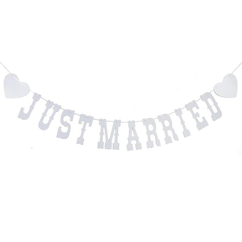 JUST MARRIED Vintage Hessian Banner Wedding Bunting Party Decor Fast 