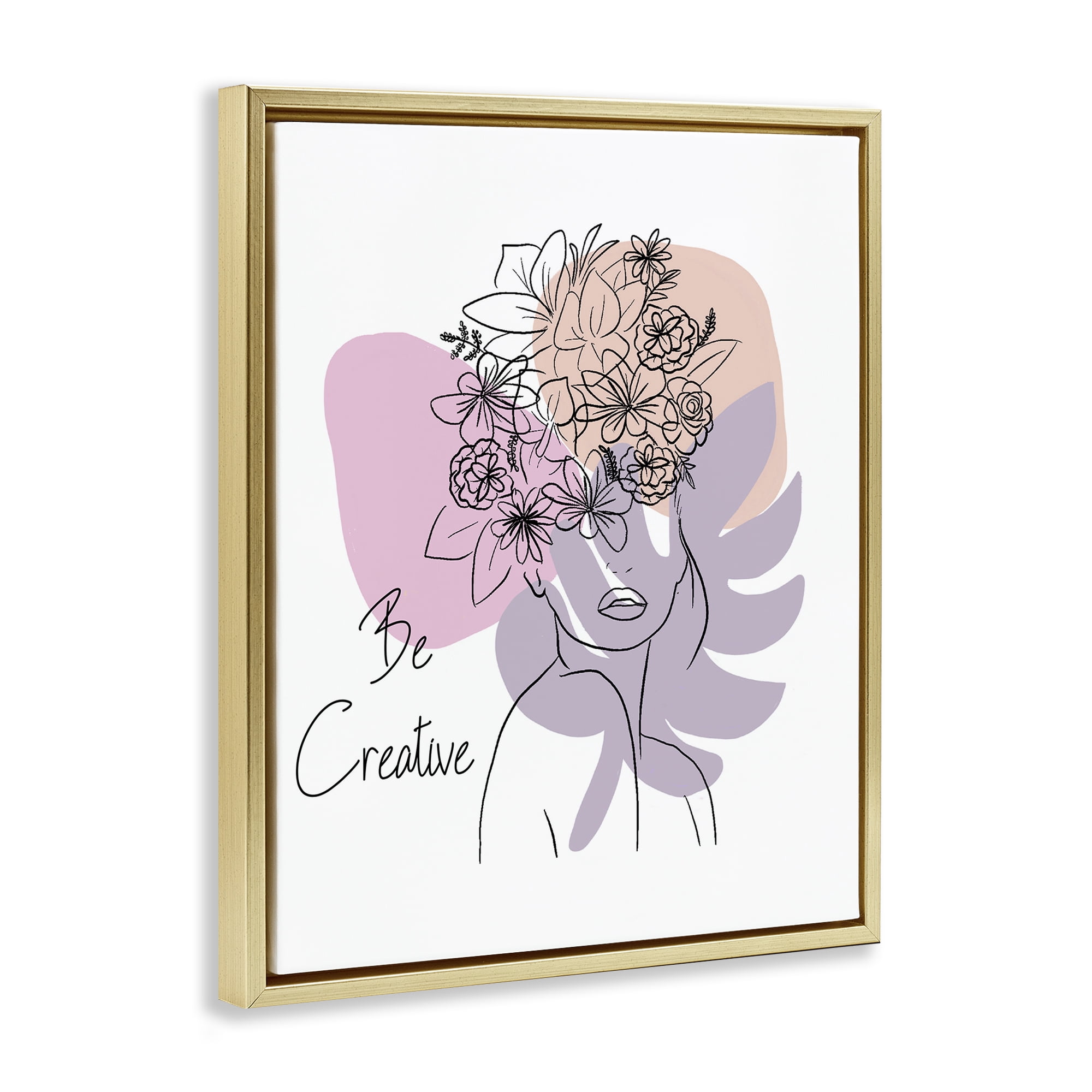 Stupell Industries Be Creative Portrait Typography Painting Gold Floater Framed Art Print Wall Art, 25 x 31