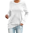 thumbnail image 1 of MITCOWBOY Hauts pour Femmes Chandail en Molleton Décontracté à Col Rond Manches Courtes Longues Chemise Douce Ample Blouses pour Femmes Blanc TG Liquidation!, 1 of 4