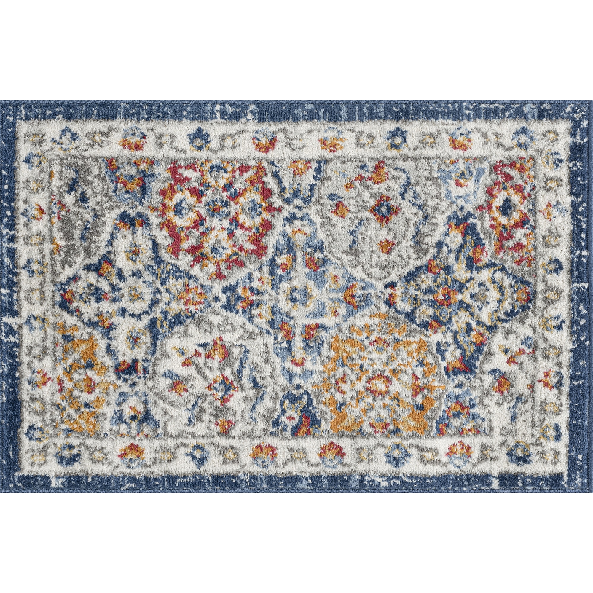 Chelsea Transitional Oriental 2' x 3' Navy and Gold Polypropylene Indoor Area Rug, 2' x 3'