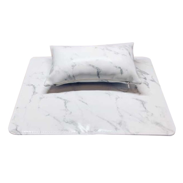 Coussin à Main Bras Marbré Ensemble Coussin à Main Non-Dérapant Résistant à la Saleté Support de Repose-Matelas Pliable Art Manucure Accessoires Blanc