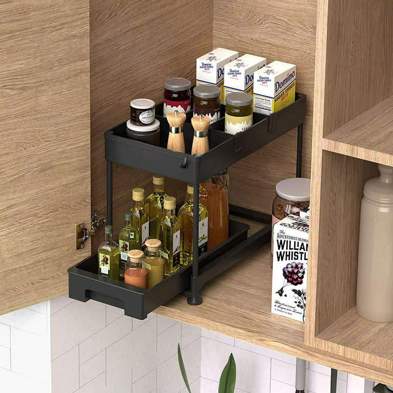 2 Pack Under Sink Cabinet Organizer Pull Out Shelf Baskets for