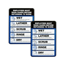 Excello Global Products Employees Must Wash Hands Wall Sign 5x7 2Pk EGPHD0171S