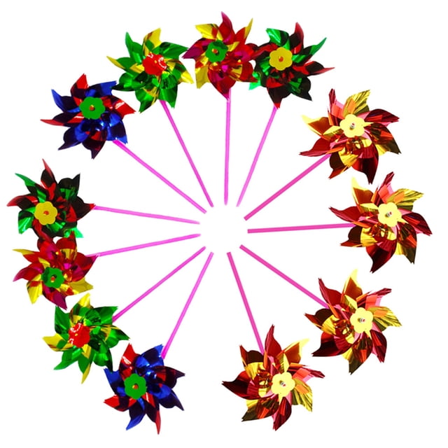 Shisuyan 40pcs DIY Colorful Pinwheel Plastic Small Windmill Toy Set Beautiful Windmill Toy for Kid Student Child (Random Color)