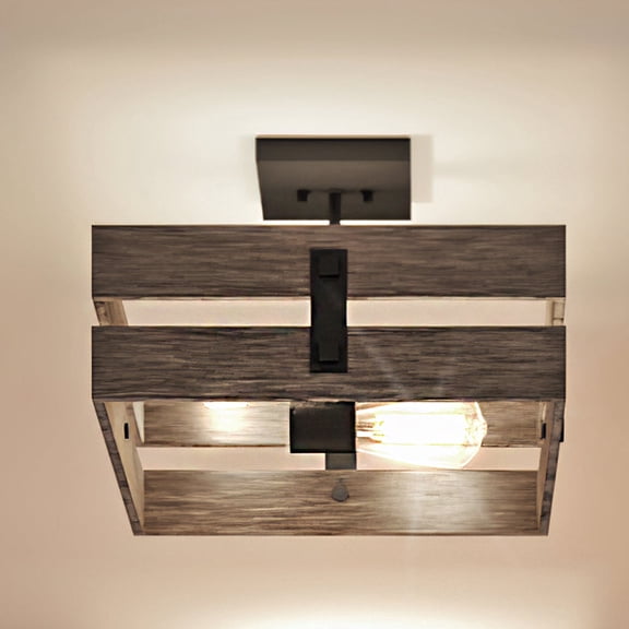 Luxury Modern Farmhouse Indoor Ceiling Light, 10.125''H x 13.5''W, with Transitional Style Elements, Scandinavian Design, Midnight Black Finish, UHP3351