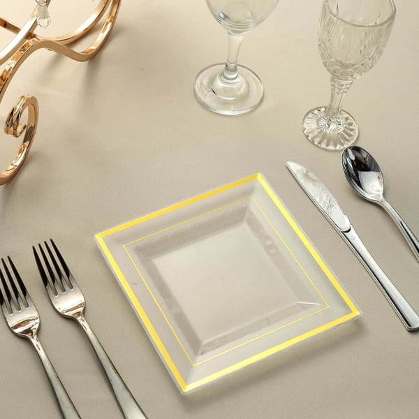 Efavormart 10 Pack Clear Disposable Plates Square Plastic Plates Salad