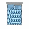 thumbnail image 2 of Ambesonne Abstract Fitted Sheet & Pillow Sham Set, Geometric Diamond Form, Twin, Navy Sky Blue White, 2 of 3
