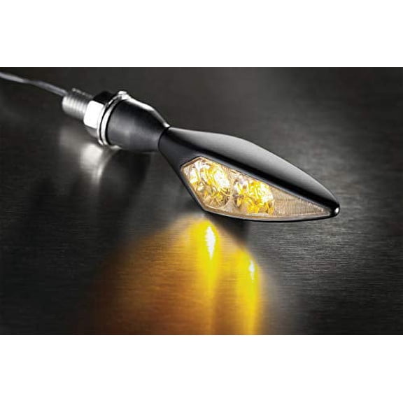 Kuryakyn 2551 Motorcycle Lighting Accessory: Kellermann Micro Rhombus Extreme, LED Turn Signal/Blinker Light, Amber, Front Right/Rear Left, Satin Black, Pack of 1