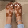 thumbnail image 6 of Sandals With Back Strap, Sandals Woman, Womens Strappy Sandals, Strappy Sandals for Women, Women's Cross Strappy Leather Flats Sandal Cute Dressy Toe Ring Open Toe Slip On Slide Sandals, Brown 5.5, 6 of 7
