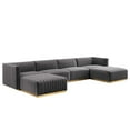 thumbnail image 2 of Modway Conjure Channel Tufted Performance Velvet 6-Piece Sectional in Gold Gray, 2 of 10