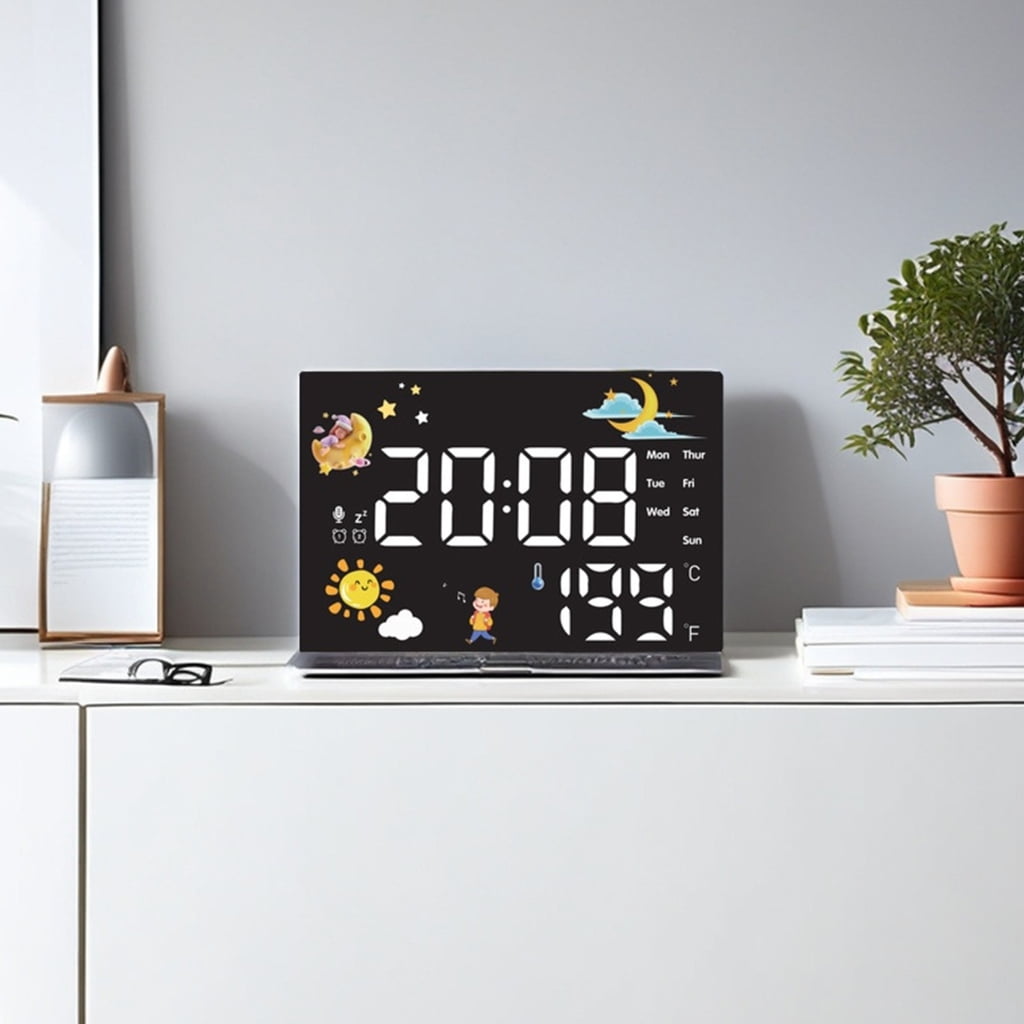 Zeiwohndc Digital Display Alarm Clock Real Time Temperature Monitoring Calendar Feature