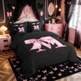 thumbnail image 2 of Manfei Watercolor Bow Letter M Twin Bedding Sets for Girls, Black Pink Initial Bedding Comforter Set, Black Reversible, 7pcs, 2 of 7