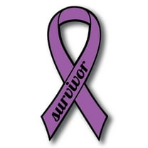 Magnet Me Up Support Pancreatic and Leiomyosarcoma Cancer Survivor Purple Ribbon Magnet Decal, 3.5x7 In, Vinyl Automotive Magnet