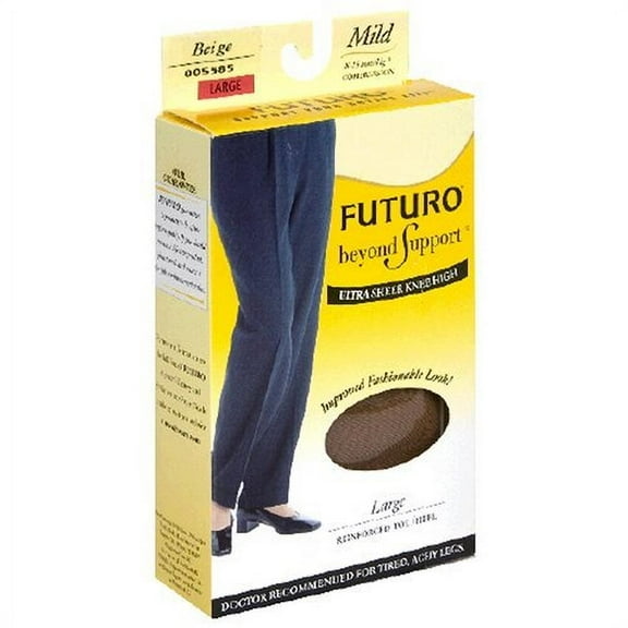 Futuro Beyond Support Ultra Sheer Knee Highs Mild Large Nude 1 Pair