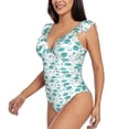 thumbnail image 3 of Yiaed Utensiles Print Women's Ruffled One Piece Swimsuit V Neck Swimwear Slimming Monokini for Woman-Medium, 3 of 8