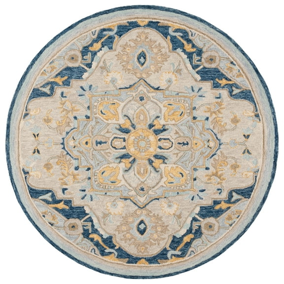 SAFAVIEH Metro Jerri Medallion Area Rug, Beige/Grey, 6' x 6' Round