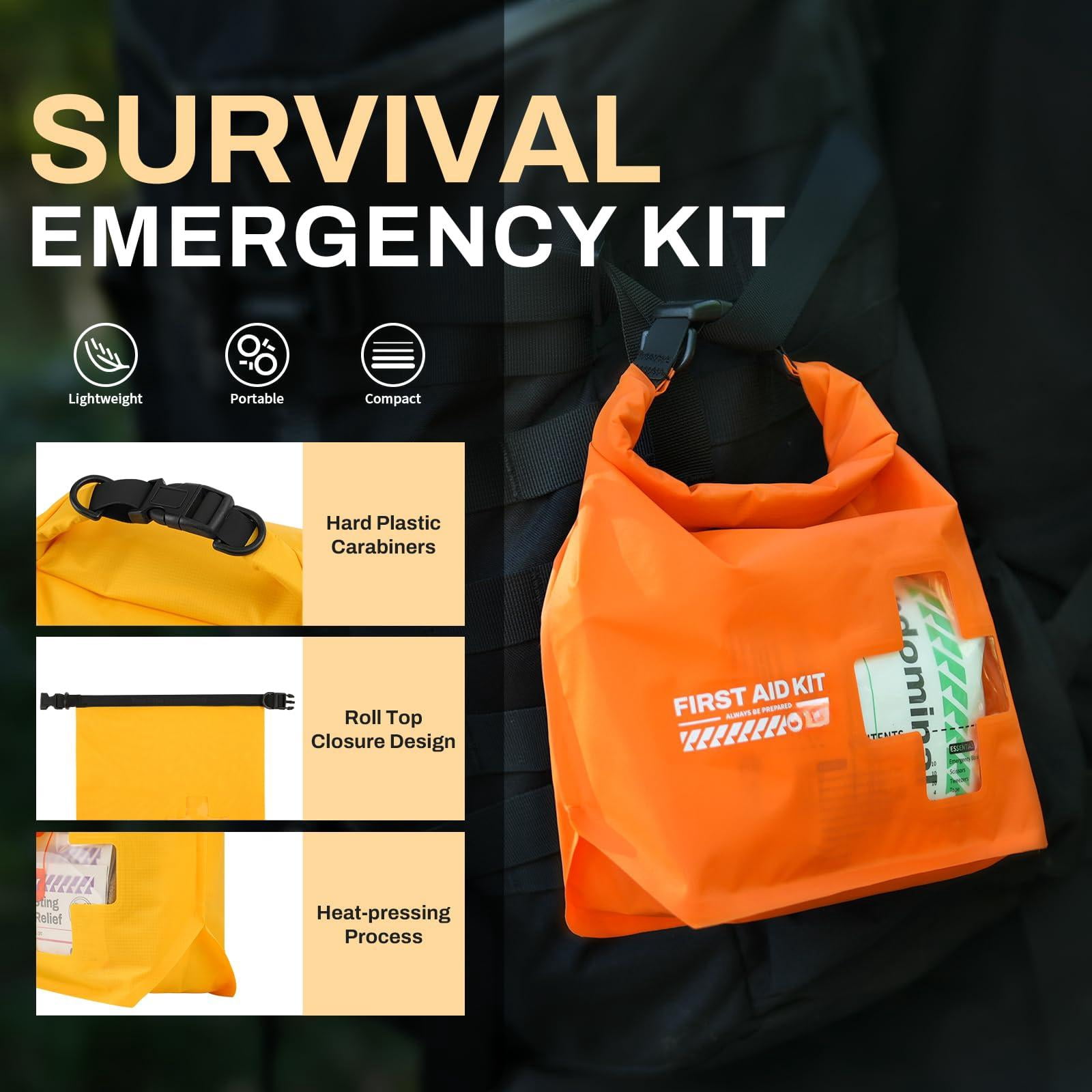 Waterproof Boat First Aid Kit  Lightweight Accessories Dry Bag Emergency Marine Supplies For Outdoor Kayak Fishing Floating Swimming Beach & Camping (yellow)