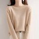 thumbnail image 3 of Women O-Neck Striped Sweater Harajuku Winter Retro Women's Thick Slim Stretch Warm Tops 2022 Autumn Knitted Pullover, 3 of 5