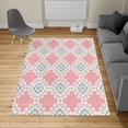 thumbnail image 2 of Floral Turkish Area Rug, Abstract Horizontal Lines Geometric Bold Thin Stripes Ocean Themed Illustration, Carpet for Living Room Decor with Distressed Look, 6.6' X 9.6', Coral Coconut, by Ambesonne, 2 of 4